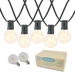 25 LED Filament G40 Globe String Light Set With Warm White Bulbs On Black Wire -Christmas Lights Series 0031246 25 led filament g40 globe string light set with warm white bulbs on black wire