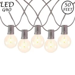 50 LED Filament G40 Globe String Light Set With Warm White Bulbs On Brown Wire