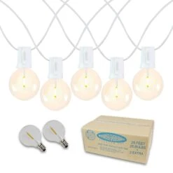 25 LED Filament G40 Globe String Light Set With Warm White Bulbs On White Wire -Christmas Lights Series 0031271 25 led filament g40 globe string light set with warm white bulbs on white wire