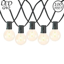 67 LED Filament G40 Globe String Light Set With Warm White Bulbs On Black Wire