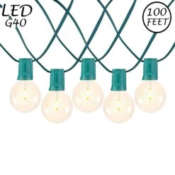 67 LED Filament G40 Globe String Light Set With Warm White Bulbs On Green Wire