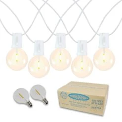 67 LED Filament G40 Globe String Light Set With Warm White Bulbs On White Wire -Christmas Lights Series 0031309 67 led filament g40 globe string light set with warm white bulbs on white wire
