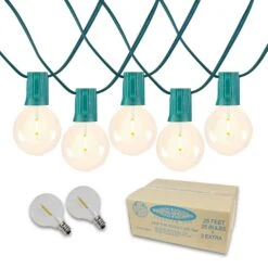 25 LED Filament G40 Globe String Light Set With Warm White Bulbs On Green Wire -Christmas Lights Series 0031319 25 led filament g40 globe string light set with warm white bulbs on green wire