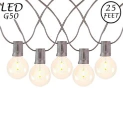 25 LED Filament G50 Globe String Light Set With Warm White Bulbs On Brown Wire