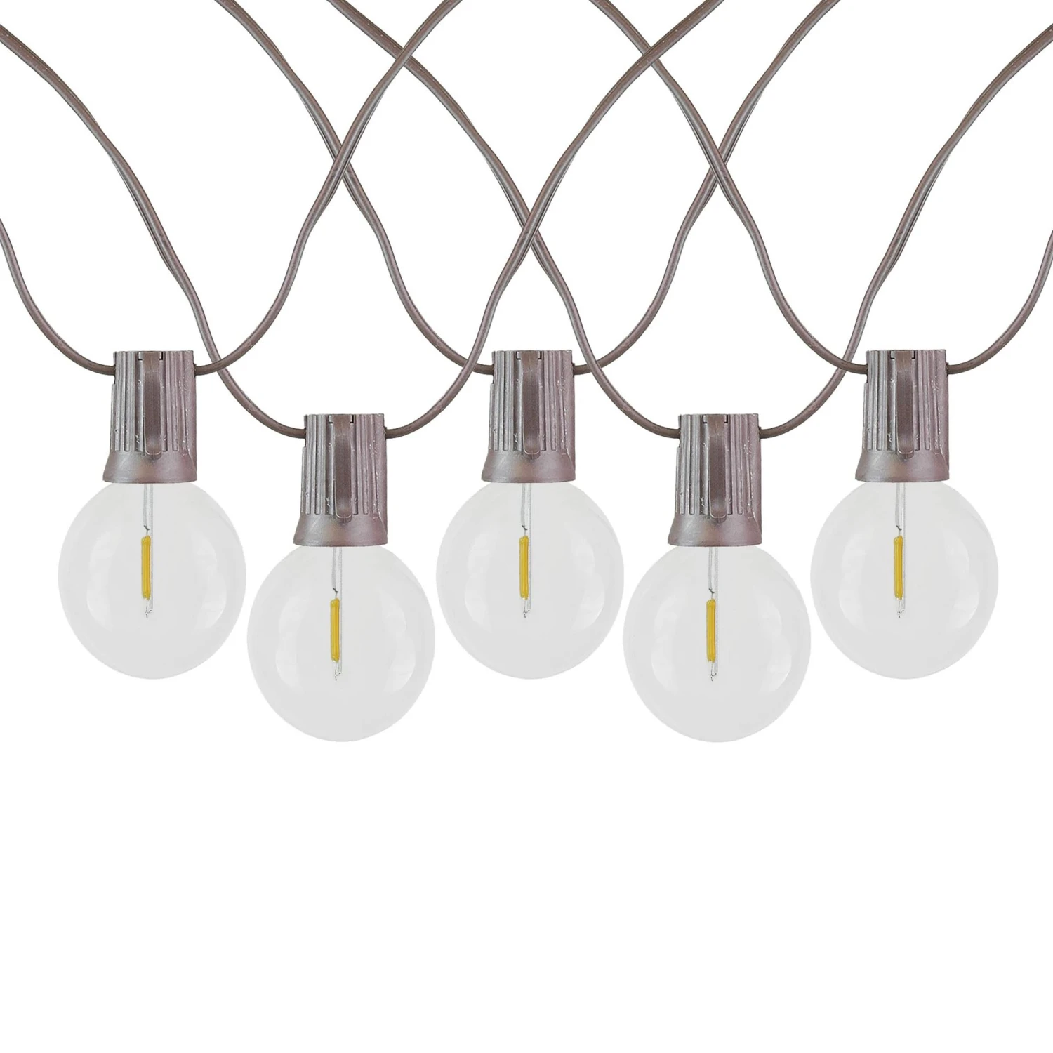 25 LED Filament G50 Globe String Light Set With Warm White Bulbs On Brown Wire 3 25 LED Filament G50 Globe String Light Set With Warm White Bulbs On Brown Wire - Image 3