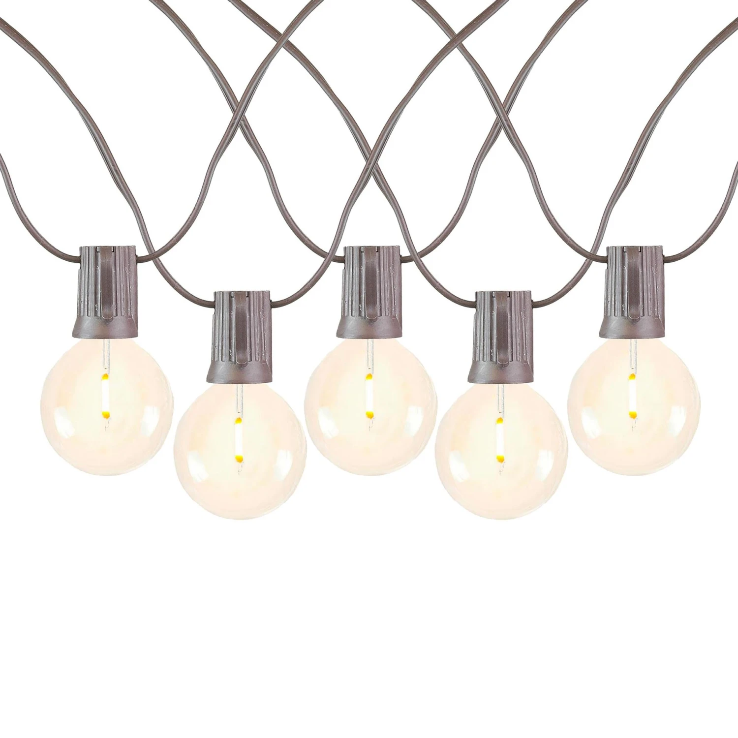 25 LED Filament G50 Globe String Light Set With Warm White Bulbs On Brown Wire 2 25 LED Filament G50 Globe String Light Set With Warm White Bulbs On Brown Wire - Image 2