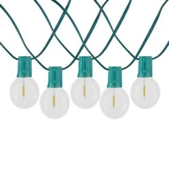 25 LED Filament G50 Globe String Light Set With Warm White Bulbs On Green Wire -Christmas Lights Series 0031332 25 led filament g50 globe string light set with warm white bulbs on green wire