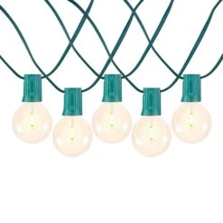 25 LED Filament G50 Globe String Light Set With Warm White Bulbs On Green Wire -Christmas Lights Series 0031333 25 led filament g50 globe string light set with warm white bulbs on green wire