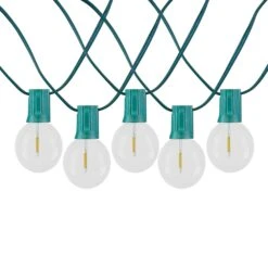 50 LED Filament G50 Globe String Light Set With Warm White Bulbs On Green Wire -Christmas Lights Series 0031360 50 led filament g50 globe string light set with warm white bulbs on green wire