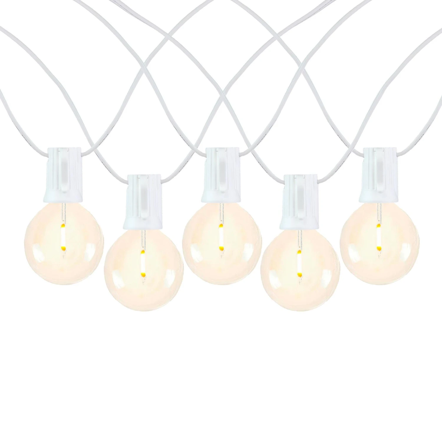 67 LED Filament G50 Globe String Light Set With Warm White Bulbs On White Wire 2 67 LED Filament G50 Globe String Light Set With Warm White Bulbs On White Wire - Image 2