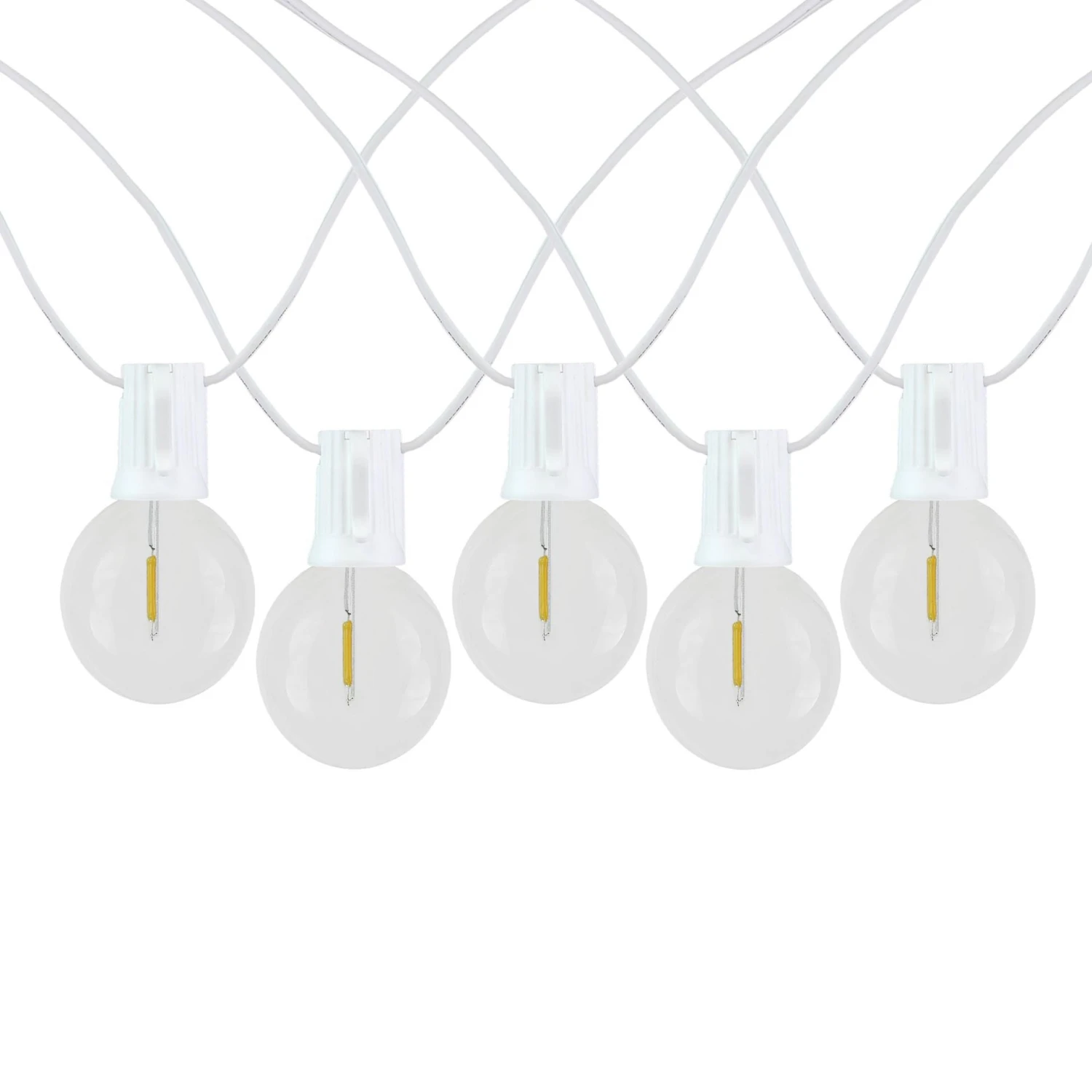 67 LED Filament G50 Globe String Light Set With Warm White Bulbs On White Wire 3 67 LED Filament G50 Globe String Light Set With Warm White Bulbs On White Wire - Image 3