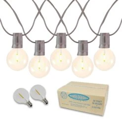 50 LED Filament G50 Globe String Light Set With Warm White Bulbs On Brown Wire -Christmas Lights Series 0031414 50 led filament g50 globe string light set with warm white bulbs on brown wire