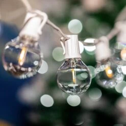 50 LED Filament G40 Globe String Light Set With Warm White Bulbs On White Wire -Christmas Lights Series 0031423 50 led filament g40 globe string light set with warm white bulbs on white wire