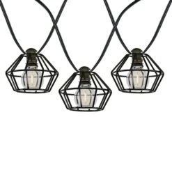 10 Cafe Cage Lamp Shade LED Filament G40 Globe String Light Set With Warm White Bulbs