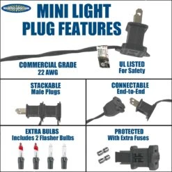 Clear Christmas Mini Lights 100 Light 50 Feet Long On Black Wire -Christmas Lights Series 0031558 clear christmas mini lights 100 light 50 feet long on black wire