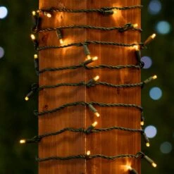 Commercial Grade Wide Angle 50 LED Yellow 25' Long On Green Wire -Christmas Lights Series 0031632 commercial grade wide angle 50 led yellow 25 long on green wire