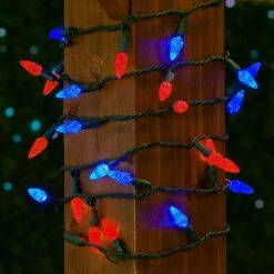 Red And Blue 70 LED C6 Strawberry Mini Lights Commercial Grade Green Wire -Christmas Lights Series 0031669 red and blue 70 led c6 strawberry mini lights commercial grade green wire