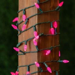 Pink 70 LED C6 Strawberry Mini Lights Commercial Grade On Green Wire -Christmas Lights Series 0031681 pink 70 led c6 strawberry mini lights commercial grade on green wire