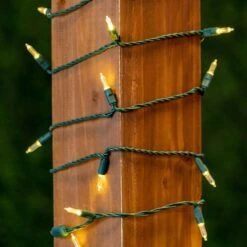 70 Light Traditional T5 Warm White LED Mini Lights Green Wire -Christmas Lights Series 0031746 70 light traditional t5 warm white led mini lights green wire