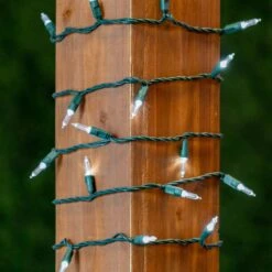 70 Light Traditional T5 Pure White LED Mini Lights Green Wire -Christmas Lights Series 0031748 70 light traditional t5 pure white led mini lights green wire