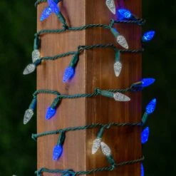 Blue And White 70 LED C6 Strawberry Mini Lights Commercial Grade Green Wire -Christmas Lights Series 0031752 blue and white 70 led c6 strawberry mini lights commercial grade green wire