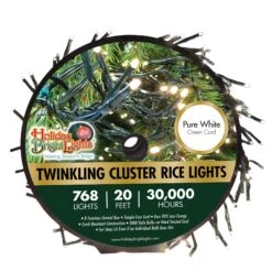 LED Twinkling Cluster Rice Light Set - 768 Pure White Lights On Green Wire 7 LED Twinkling Cluster Rice Light Set - 768 Pure White Lights On Green Wire -Christmas Lights Series 0031815 led twinkling cluster rice light set 768 pure white lights on green wire