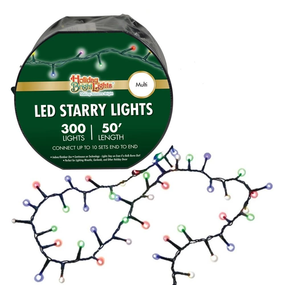 LED Connectable Rice Light Set - 300 Multi Color Lights On Green Wire 1 LED Connectable Rice Light Set - 300 Multi Color Lights On Green Wire