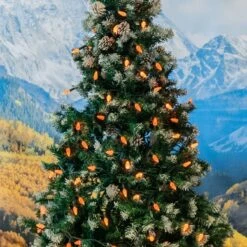 Amber 70 LED C6 Strawberry Mini Lights Commercial Grade On Green Wire -Christmas Lights Series 0031887 amber 70 led c6 strawberry mini lights commercial grade on green wire