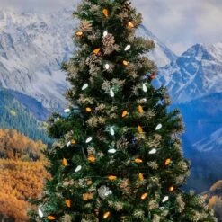 Orange And White 70 LED C6 Strawberry Mini Lights Commercial Grade Green Wire -Christmas Lights Series 0031903 orange and white 70 led c6 strawberry mini lights commercial grade green wire