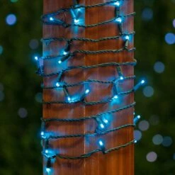 Commercial Grade Wide Angle 100 LED Teal 34' Long On Green Wire -Christmas Lights Series 0031942 commercial grade wide angle 100 led teal 34 long on green wire