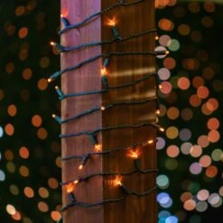 50 LED Orange (amber) LED Christmas Lights 11' Long On Green Wire -Christmas Lights Series 0031971 50 led orange amber led christmas lights 11 long on green wire