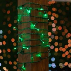 Commercial Grade Wide Angle 70 LED Green 24' Long On Green Wire -Christmas Lights Series 0031988 commercial grade wide angle 70 led green 24 long on green wire