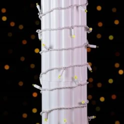 Commercial Grade Wide Angle 50 LED Yellow 25' Long White Wire -Christmas Lights Series 0032024 commercial grade wide angle 50 led yellow 25 long white wire