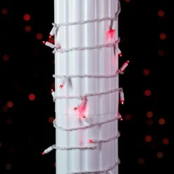 Commercial Grade Wide Angle 50 LED Red 25' Long White Wire -Christmas Lights Series 0032025 commercial grade wide angle 50 led red 25 long white wire