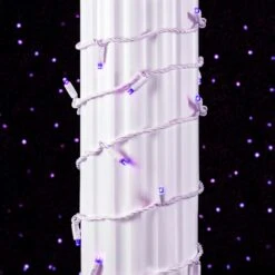50 LED Purple LED Christmas Lights 11' Long On White Wire -Christmas Lights Series 0032071 50 led purple led christmas lights 11 long on white wire
