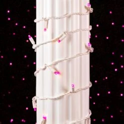 50 LED Pink LED Christmas Lights 11' Long On White Wire -Christmas Lights Series 0032072 50 led pink led christmas lights 11 long on white wire