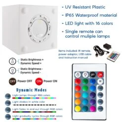 6 Inch Plastic LED Sphere, RGBW, Rechargeable, Waterproof, Remote Controlled -Christmas Lights Series 0032142 6 inch plastic led sphere rgbw rechargeable waterproof remote controlled