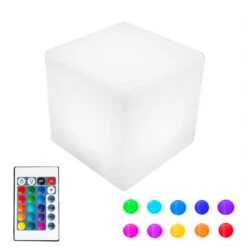 4 Inch Plastic LED Cube, RGBW, Rechargeable, Waterproof, Remote Controlled -Christmas Lights Series 0032206 4 inch plastic led cube rgbw rechargeable waterproof remote controlled