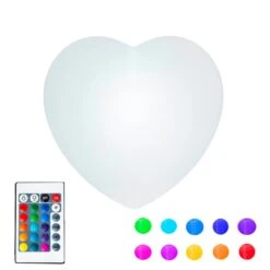 12 Inch Plastic LED Heart, RGBW, Rechargeable, Waterproof, Remote Controlled -Christmas Lights Series 0032208 12 inch plastic led heart rgbw rechargeable waterproof remote controlled