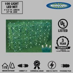 Warm White LED Net Lights 4x6 Green Wire -Christmas Lights Series 0032294 warm white led net lights 4x6 green wire