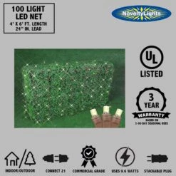 Warm White LED Net Lights 4x6 Brown Wire -Christmas Lights Series 0032297 warm white led net lights 4x6 brown wire