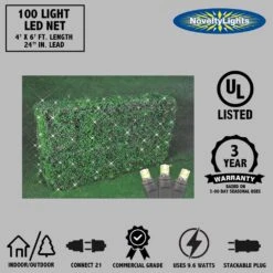 Warm White LED Net Lights 4x6 Black Wire -Christmas Lights Series 0032298 warm white led net lights 4x6 black wire