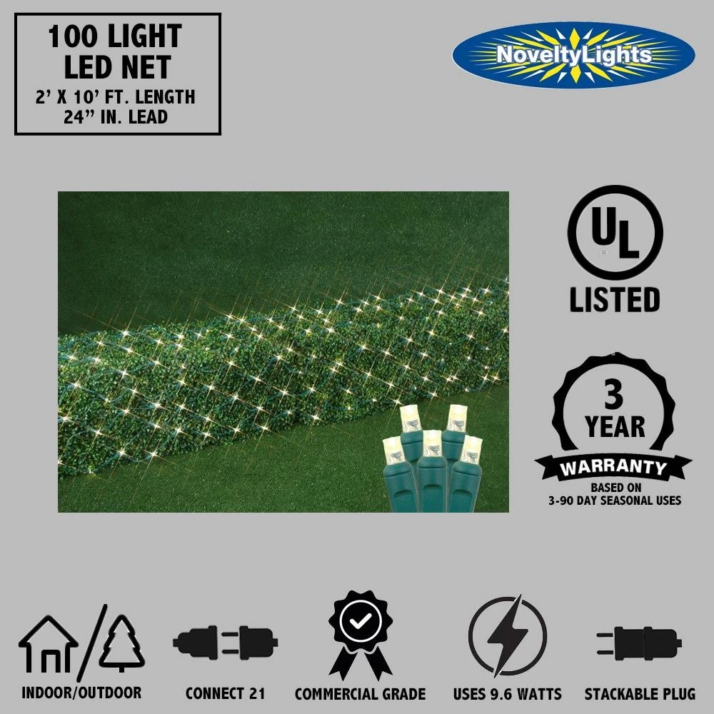 Warm White LED Net Lights 2x10 Green Wire 5 Warm White LED Net Lights 2x10 Green Wire - Image 5