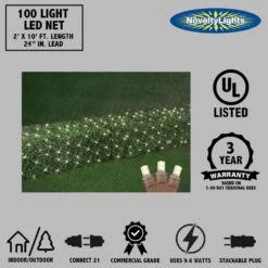 Warm White LED Net Lights 2x10 Brown Wire -Christmas Lights Series 0032305 warm white led net lights 2x10 brown wire