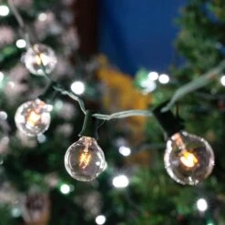 100 G40 Globe String Light Set With Clear Bulbs On Green Wire -Christmas Lights Series 0032373 100 g40 globe string light set with clear bulbs on green wire