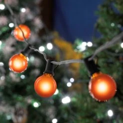 100 G40 Globe String Light Set With Orange Bulbs On Black Wire -Christmas Lights Series 0032395 100 g40 globe string light set with orange bulbs on black wire
