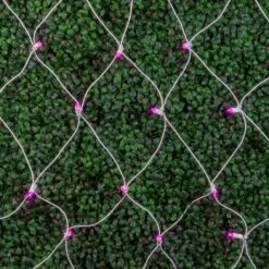 Pink LED Net Lights, White Wire 4x6 -Christmas Lights Series 0032485 pink led net lights white wire 4x6 1