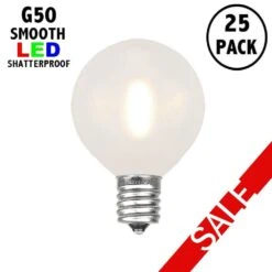 Frosted Warm White LED G50 Plastic Filament LED Globe Bulbs - 25pk