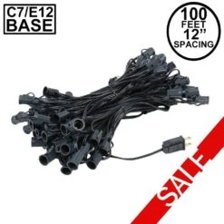 C7 100' String On Black Wire, 100 Sockets
