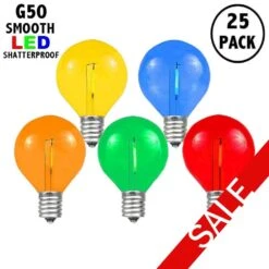 Multi LED G50 Plastic Filament LED Globe Bulbs - 25pk